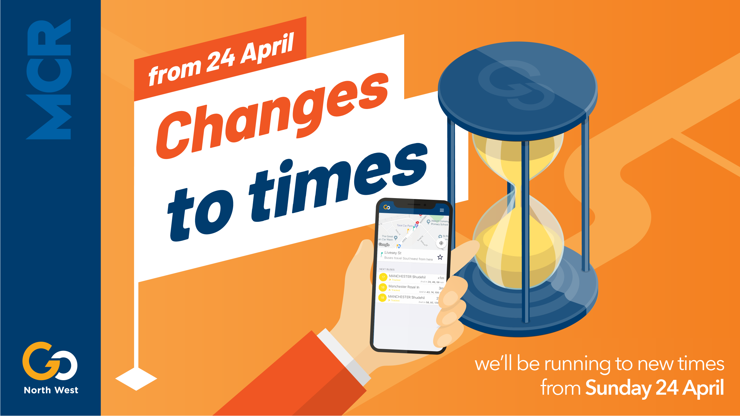 Changes to times from Sunday 24 April